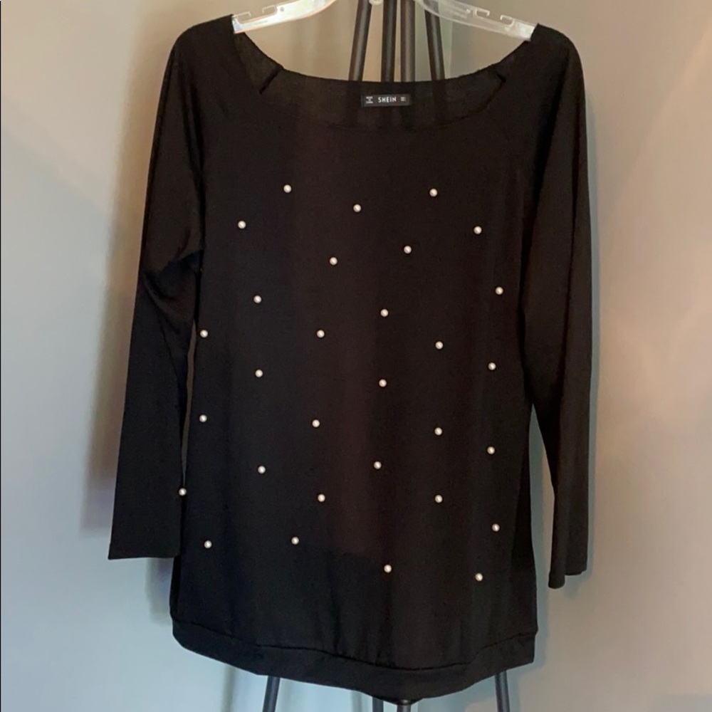 SHEIN Black pearl top